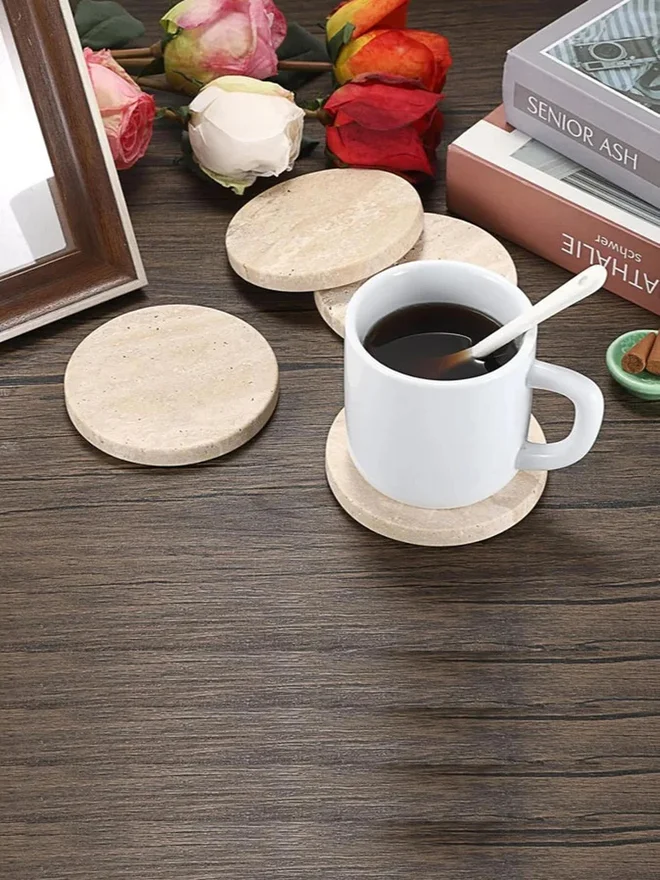1 تشيس 1CHASE 1-Piece Travertine Stone Coasters